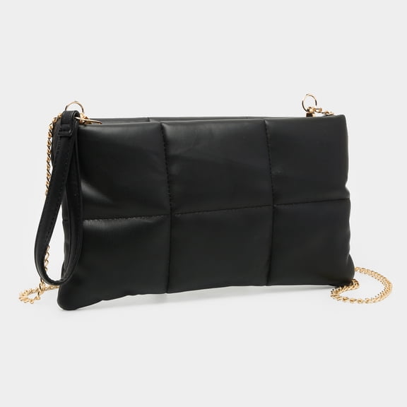 Quilted Solid Faux Leather Crossbody Bag