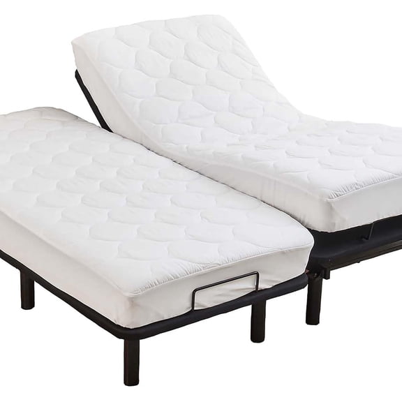 Quilted Split California King Mattress Topper Pad for Adjustable Bed Breathable Fitted Fluffy Pillow Top Mattress Pad