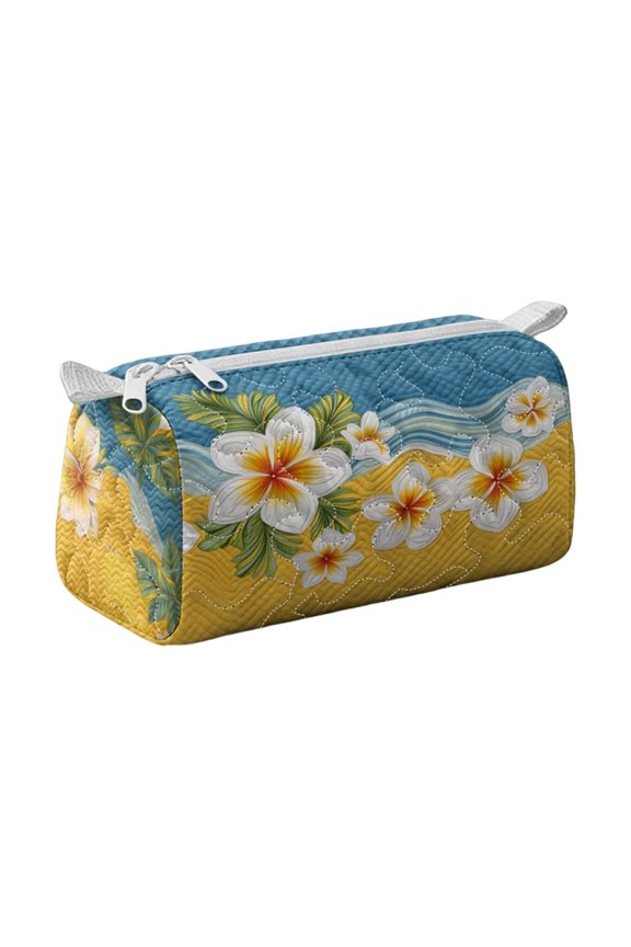 Quilted Storage Bag Makeup Bag Multi Purpose Pouch Medium Size Zip Closure Rectangular Organizer with Printed Van Pattern