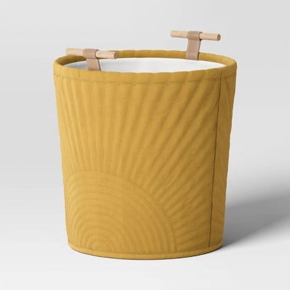 Quilted  Storage Basket - Polyester Canvas Bin with Handles, Contemporary Style
