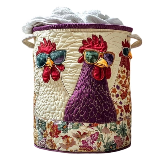 Quilted Storage Basket with Truck and Tree Applique Large Fabric Organizer Bin with Handles for Home Use Nursery Laundry Room