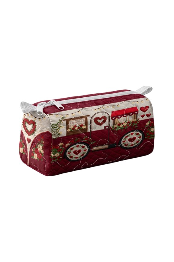Quilted Storage Pouch Makeup Bag Multipurpose Organizer Large Size Rectangular Zip Bag with Printed Pattern for Travel