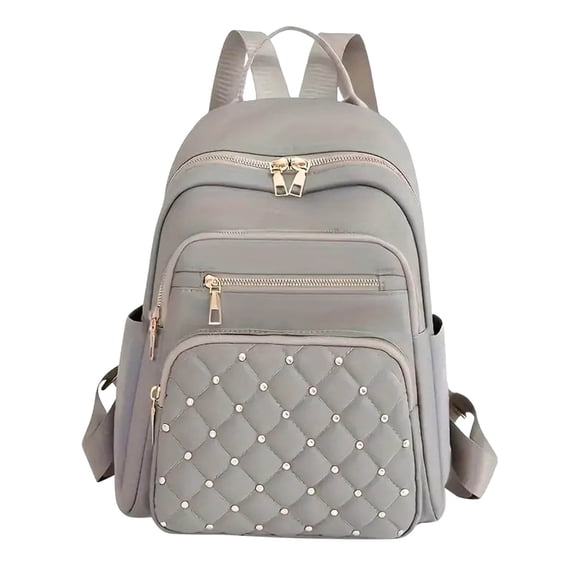 Quilted Studded Mini Backpack Purse for Women, Lightweight Oxford Small Backpack Handbag with Multi Pockets, Fashion Casual Daypack Shoulder Bag for Shopping Travel Daily Use