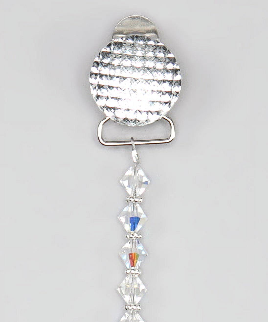 Quilted Swarovski Crystal with Swarovski Crystals and Sterling Silver Daisy Spacers Pacifier Clip