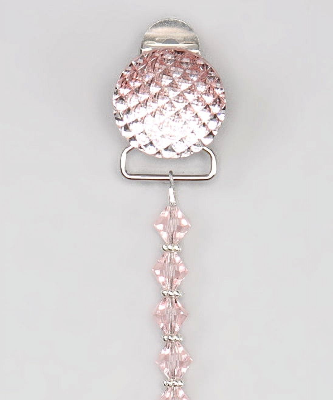Quilted Swarovski Crystal with Swarovski Crystals and Sterling Silver Daisy Spacers Pacifier Clip