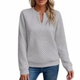 thumbnail image 1 of Quilted Sweatshirt Women Fall Casual V-Neck Long Sleeve Pullover for Travel Weekend Wear, XL, 1 of 7