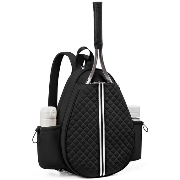 Quilted Tennis and Pickleball Backpack with Adjustable Straps and Racket Compartment, Lightweight Sports Travel Bag