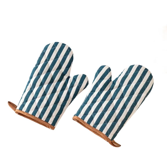 Quilted Thickened Oven Mitts Cotton Linen Heat Resistant Kitchen Baking Gloves for Home Cooking Microwave Use 1 Pair
