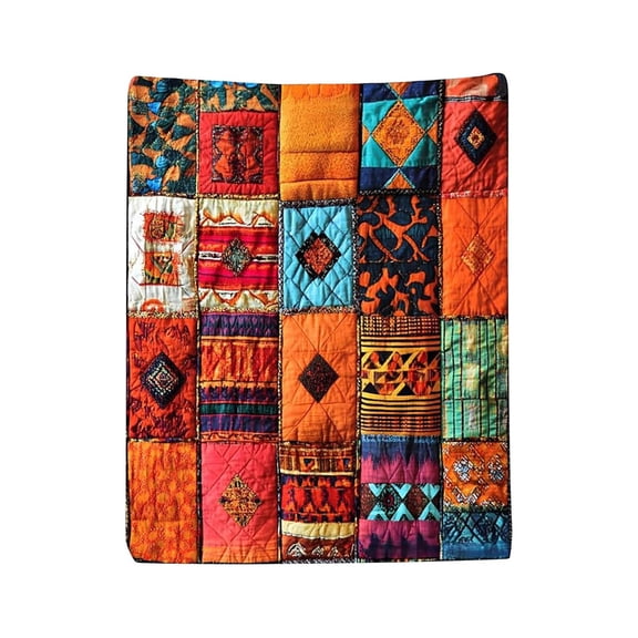 Quilted Throw Blanket Burnt Orange Patchwork Quilt Lightweight Microfiber Fall Quilt Bedspread for Bed Sofa Couch