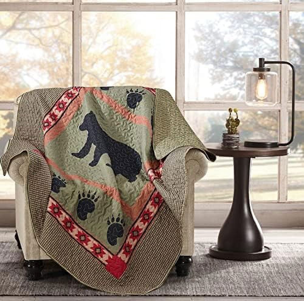 Quilted Throw Blanket For Couch 50" X 60" And Paw LodgeThemed