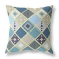 thumbnail image 1 of Quilted Tile Diamonds Indoor/Outdoor Pillow in Blue Gold 26x26, 1 of 5