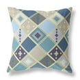 thumbnail image 1 of Quilted Tile Diamonds Indoor/Outdoor Pillow with Removable Cover in Blue Gold20x20, 1 of 9