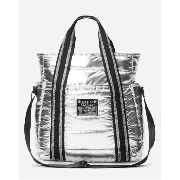 Quilted Tote Bag Color Silver