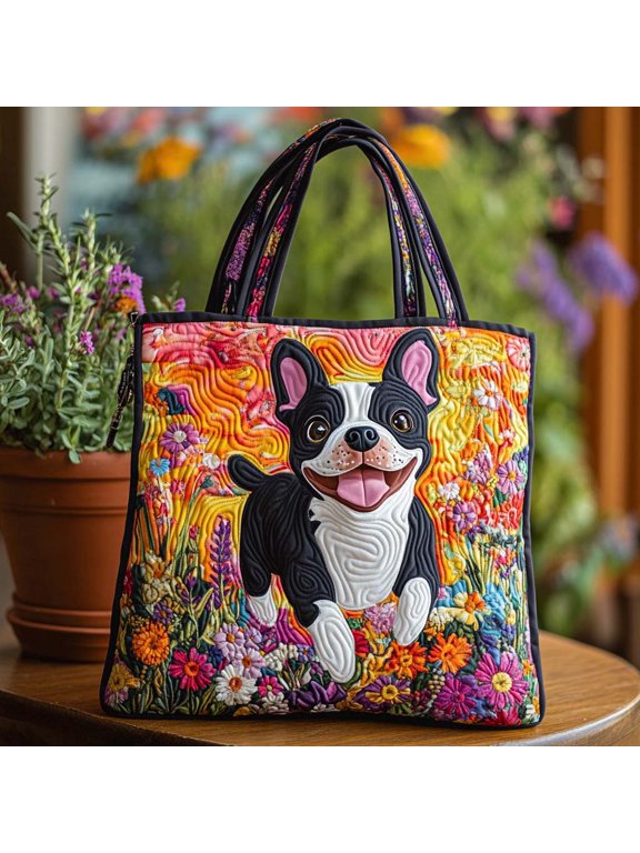 Quilted Tote Bag, Joy Bloom, Quilted Shoulder Bag, Gift for Her, Everyday Bag, Reusable Market Tote