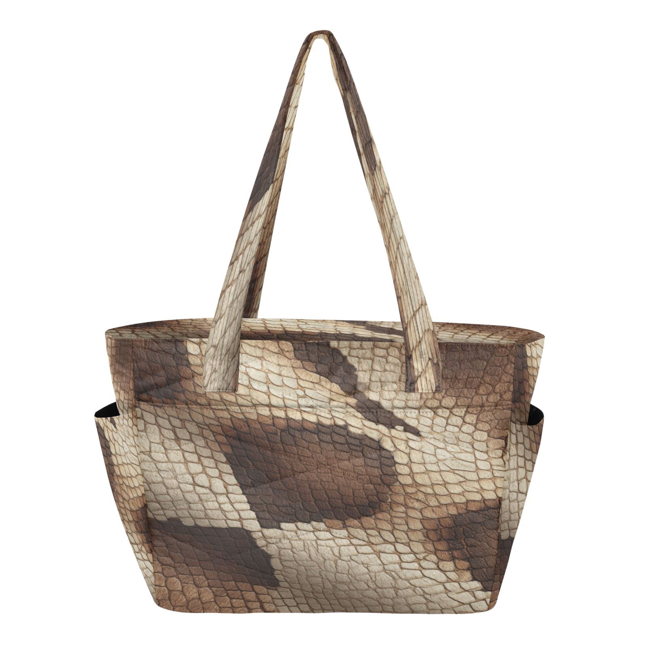 Snake Print Structured Backpack Purse in Tan Brown Multiple Compartments School Backpack Lightweight Multipocket College High Middle  main image 2