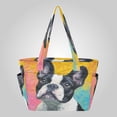 thumbnail image 1 of Quilted Tote Bag Large Capacity Multi-Compartment Handbag Lightweight Structured Shoulder Bag Versatile Casual Bag Rainbow French Bulldog Canvas, 1 of 7