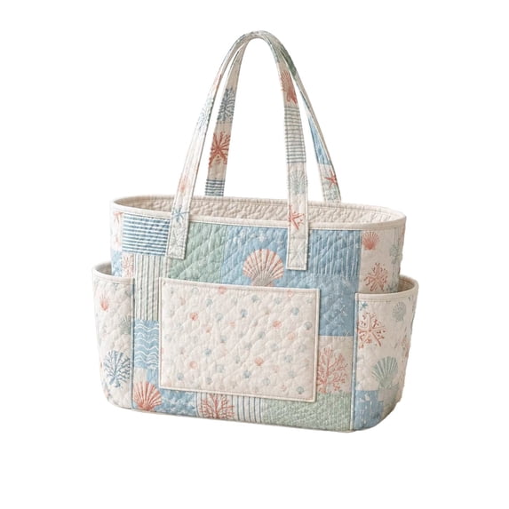 Quilted Tote Bag,Multi-Pocket Shoulder Bag Large Capacity Handbag for Women,Beach Shopping Bag for Travel and Daily Outings