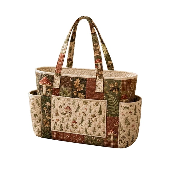 Quilted Tote Bag, Vintage Floral Shoulder Bag Large Capacity Handbag for Women Work Travel and Everyday Use