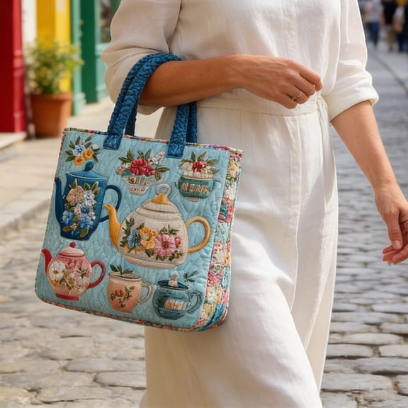 Quilted Tote Bag For Women Large Capacity Embroidered Laptop Bag 15 Inch Shoulder Bag Crossbody Purse For Work Travel Weekend Welcome Spring Mothers Day