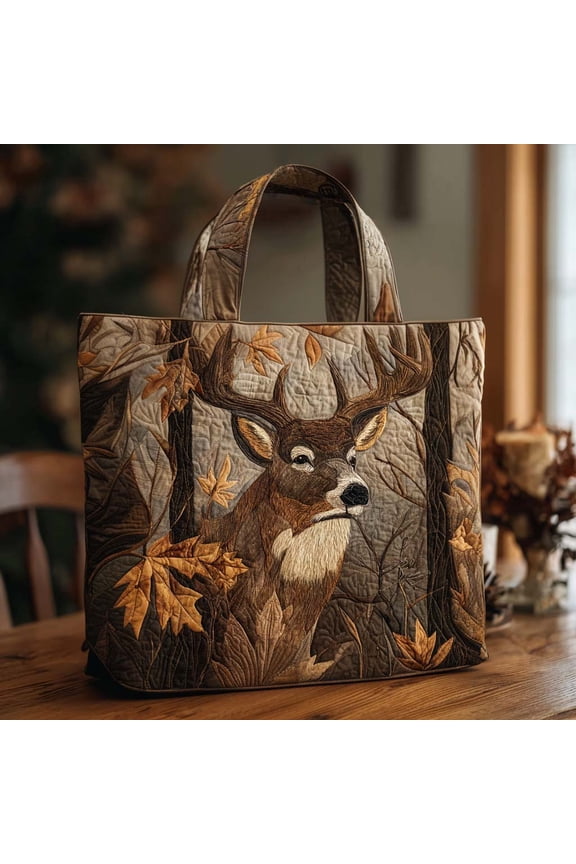 Quilted Tote Bag for Women, Deer Spirit, Quilted Carryall Bag, Gift for Her, Everyday Bag