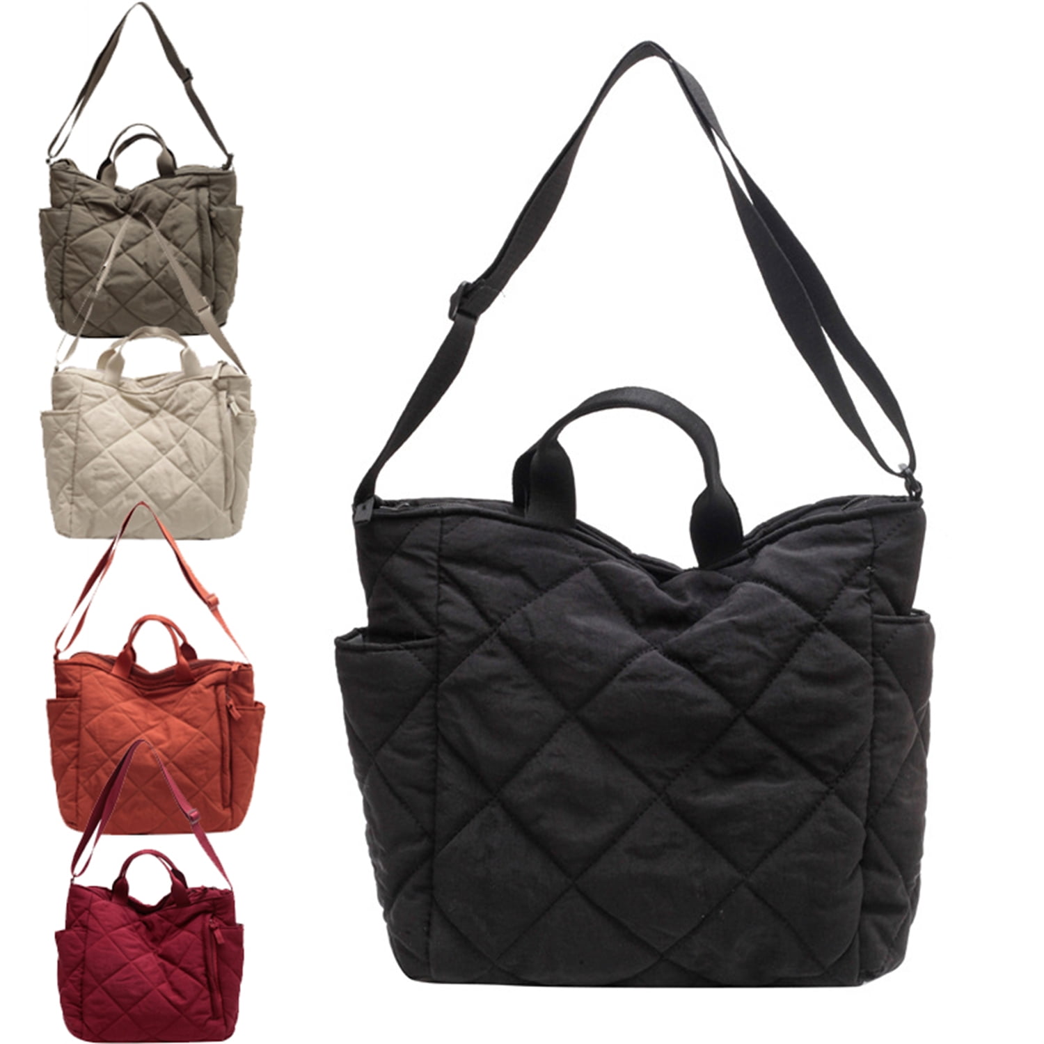 Quilted Tote Bag for Women Handbag Lightweight Quilted Padding Shoulder