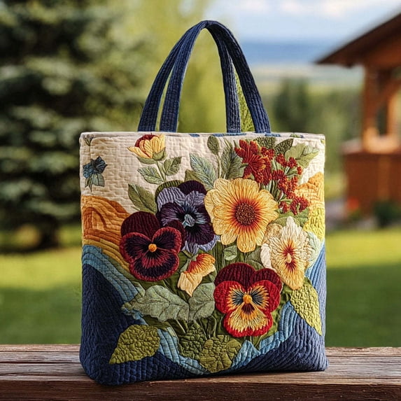 Quilted Tote Bag for Women Large Beach Shoulder Purse Handbag Floral Print Top Handle Satchel for Travel Work 12.2*15"