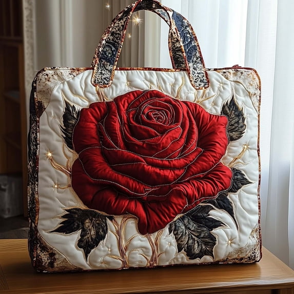 Quilted Tote Bag for Women Large Beach Shoulder Purse Handbag Floral Print Top Handle Satchel for Travel Work 12.2*15"