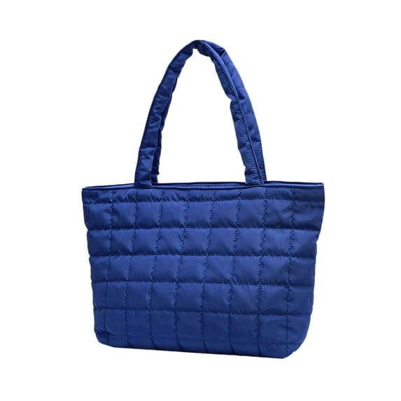 Quilted Tote Bag for Women Lightweight Puffer Padding Large Nylon Shoulder Handbag Zipper Closure Buckle Detail Washable Everyday Purse