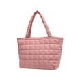 thumbnail image 1 of Quilted Tote Bag for Women Lightweight Puffer Padding Large Nylon Shoulder Handbag Zipper Closure Buckle Detail Washable Everyday Purse, 1 of 5
