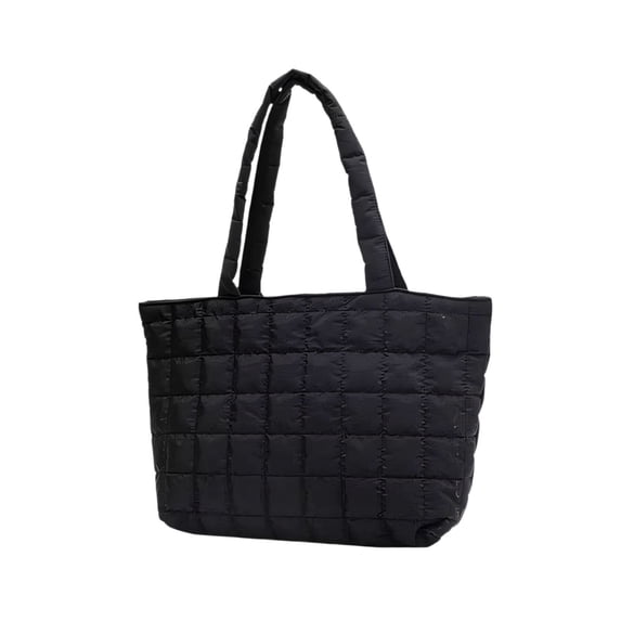 Quilted Tote Bag for Women Lightweight Puffer Padding Shoulder Bag Large Nylon Handbag with Zipper Closure Soft Cloud Bag for Travel and Campus