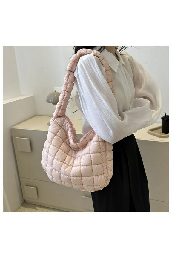 Quilted Tote Bag for Women Puffer Bag Lightweight Padding Shoulder Purse Hobo Bags Satchel Handbag Cloud Bags with Zip