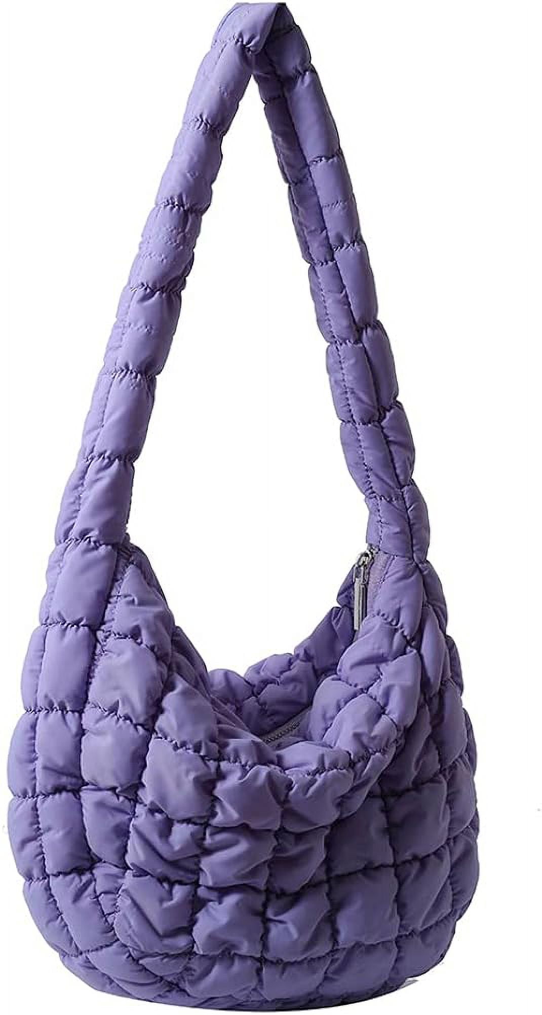 ACUYE Padded Tote Puffer Bag for Women - Large Crossbody Purse Carryall Bag Cotton Puffy Shoulder Bag Padding Hobo, 01-Khaki A, 43cm