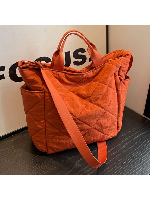 Quilted Tote Bag for Women Puffer Hobo Handbags Lightweight Puffy Cross Body Bag Padding Shoulder Bag Satchel Travel Bag 2023 Orange
