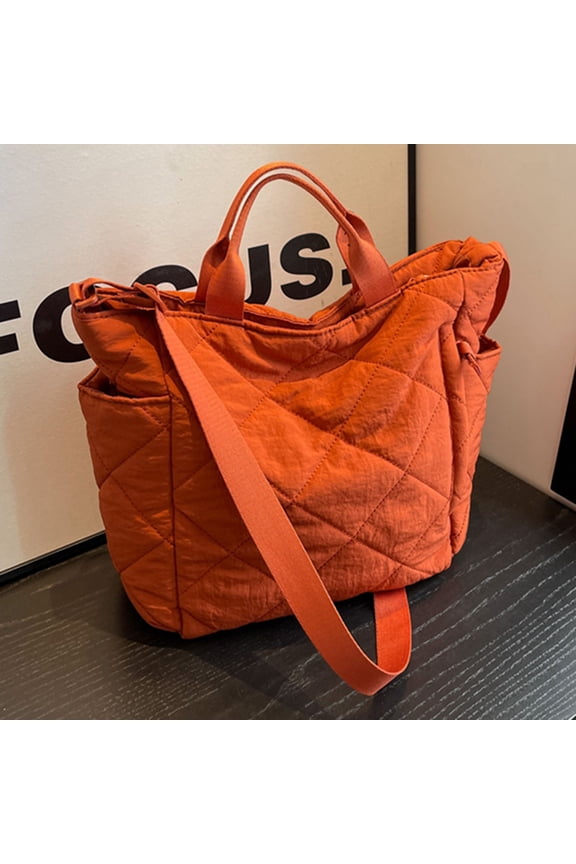 Quilted Tote Bag for Women Puffer Hobo Handbags Lightweight Puffy Cross Body Bag Padding Shoulder Bag Satchel Travel Bag 2023 Orange