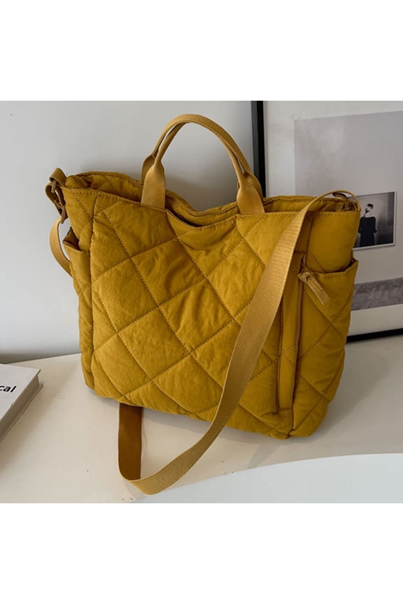 Quilted Tote Bag for Women Puffer Hobo Handbags Lightweight Puffy Cross Body Bag Padding Shoulder Bag Satchel Travel Bag 2023 Yellow