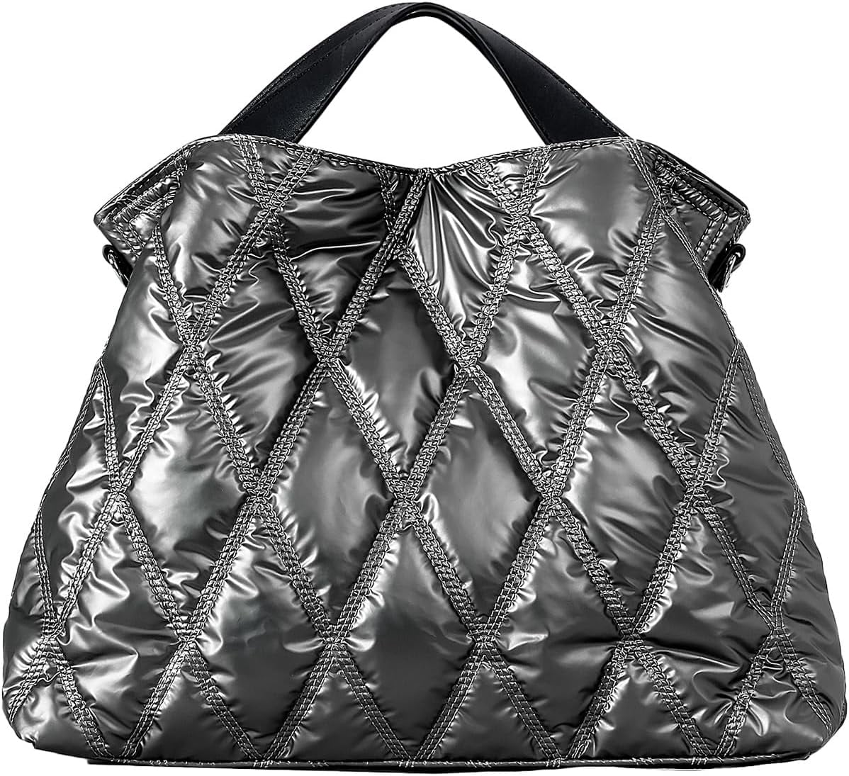 Quilted Tote Bag for Women, Soft Puffer Bag Lightweight Trendy Crossbody Bags Purse with Long Shoulder Strap