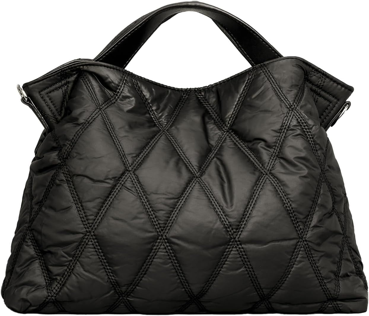 Quilted Tote Bag for Women, Soft Puffer Bag Lightweight Trendy Crossbody Bags Purse with Long Shoulder Strap
