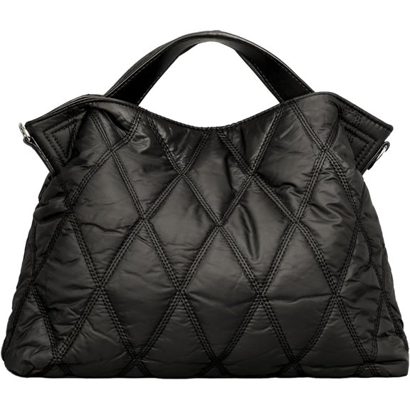 Quilted Tote Bag for Women, Soft Puffer Bag Lightweight Trendy Crossbody Bags Purse with Long Shoulder Strap