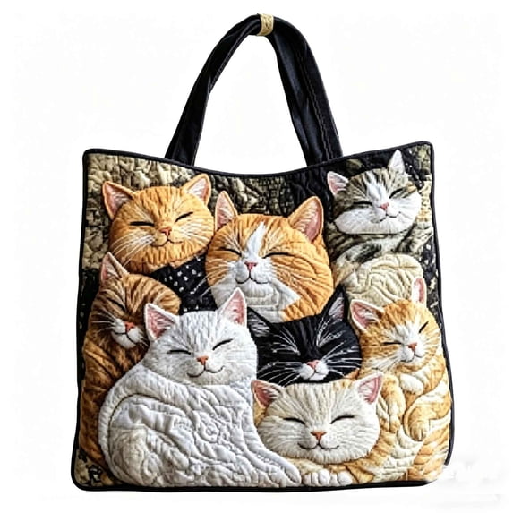Quilted Tote Bag with Zipper, Large Capacity Printed Shoulder Handbag for Daily Use, Style 35