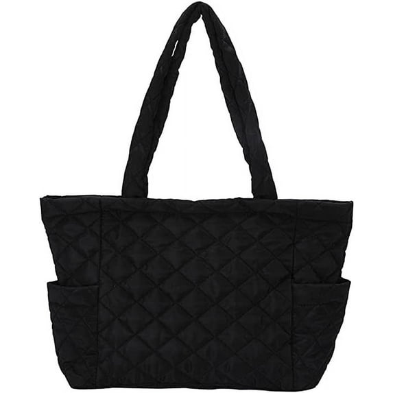 Quilted Tote Bags for Women Lightweight Puffer Padding Shoulder Bag Large Nylon Tote Handbag Zipper Closure