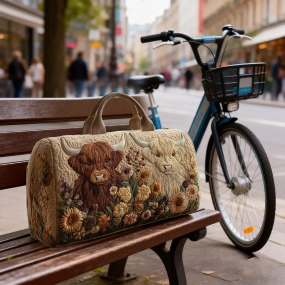 Quilted Travel Bag Bohemian-Style Travel Tote Durable Quilted Fabric Spacious Travel Bag C,Brown