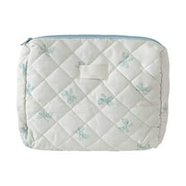 Quilted Travel Cosmetic Bag - Cute Floral Makeup Pouch Large Toiletry Bag for Women and Girls