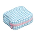 thumbnail image 1 of Quilted Travel Makeup Bag Set Ruffle Plaid Gingham Cosmetic Organizer Pouch Mini Storage For Women Girls, 1 of 2
