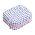 thumbnail image 1 of Quilted Travel Makeup Bag Set Ruffle Plaid Gingham Cosmetic Organizer Pouch Mini Storage For Women Girls, 1 of 2