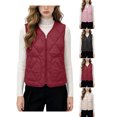 thumbnail image 1 of Quilted Vest Women Zaewscy Women V‑Neck Quilted Vest Sleeveless Zip Up Lightweight Padded Gilet with Side Pockets Red M, 1 of 9