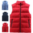 thumbnail image 1 of Quilted Vest for Men Padded Stand Collar Vest with Zip Up Sleeveless Warm Gilet for Fall Winter Red M, 1 of 8