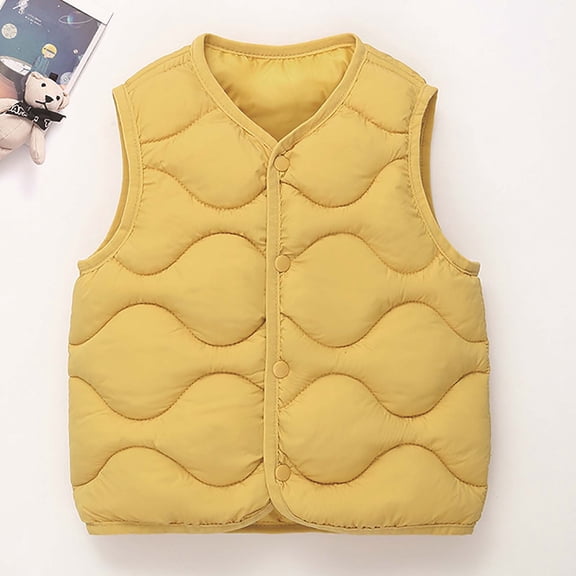 Quilted Vests for Girls Boys Button-Down V Neck Sleeveless Puffer Jackets Size 1-7 Toddlers Casual Solid Color Thermal Warm Outerwear Vest Coats
