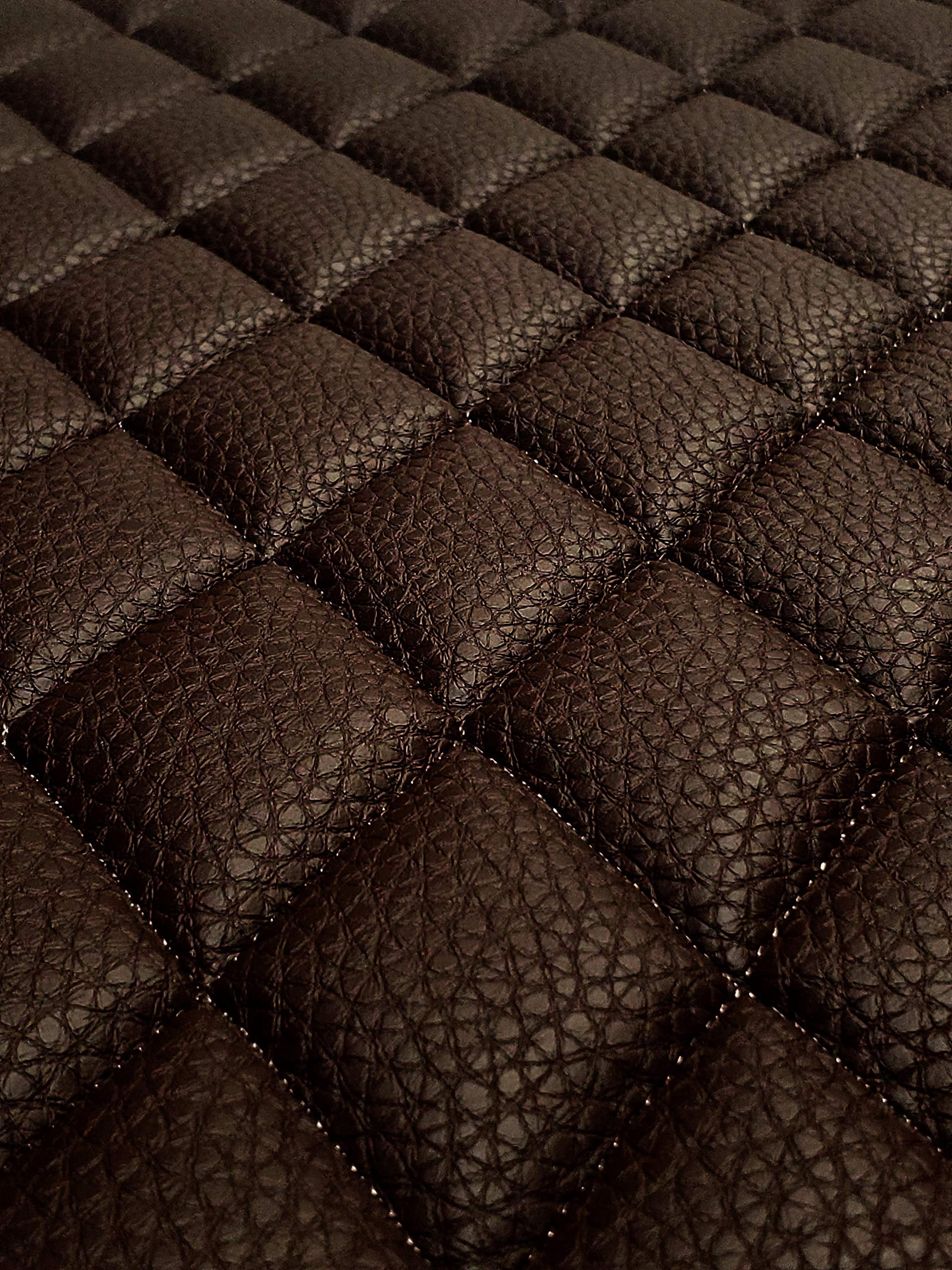 Quilted Vinyl Padded Upholstery Fabric w 3/8" Foam Backing Pebble Grain 2"x3" Diamond /52" Wide/Continuous Yard/ Boat Seats, Jet Ski Seat Covers, Rv Wall Panels, Golf Cart Seat Cushions (Chocolate)