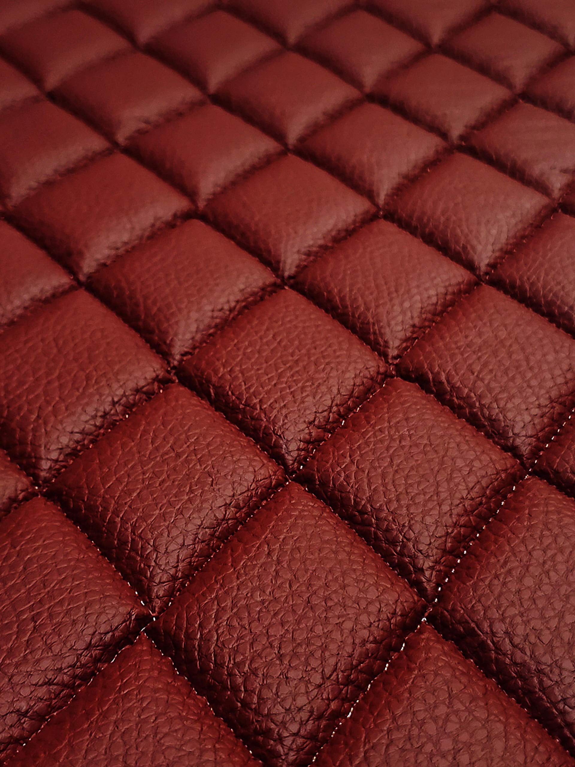 Quilted Vinyl Padded Upholstery Fabric w 3/8" Foam Backing Pebble Grain 2"x3" Diamond /52" Wide/Continuous Yard/ Costume Jackets, Structured Handbags, Display Boards, Photography Backdrops (Burgundy)