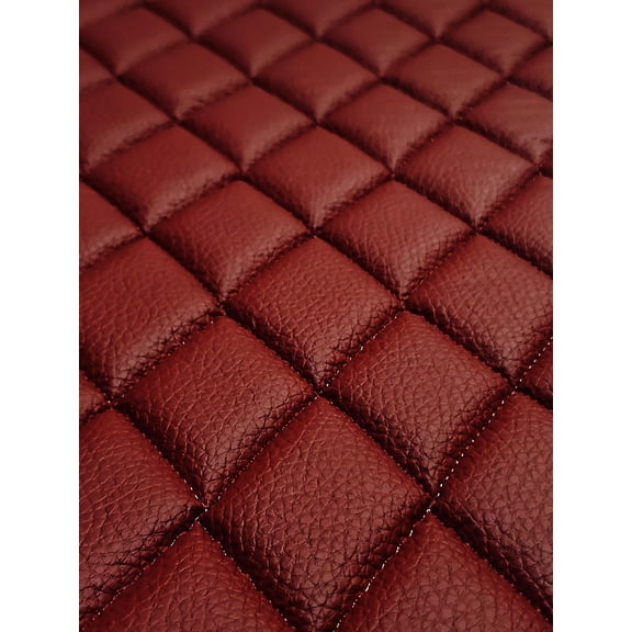 Quilted Vinyl Padded Upholstery Fabric w 3/8" Foam Backing Pebble Grain 2"x3" Diamond /52" Wide/Continuous Yard/ Costume Jackets, Structured Handbags, Display Boards, Photography Backdrops (Burgundy)